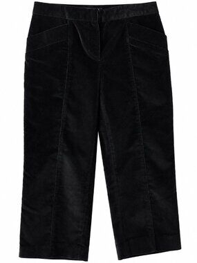 ETCETERA Black Velvet Cropped Pants Women sz. 8 Stretch Cotton, New no price tag